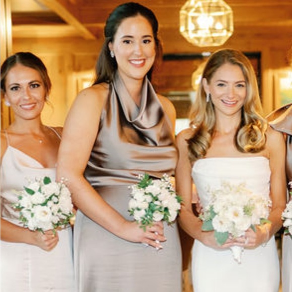 AMSALE High Cowl Neck Halter Gown Size 14 - Picture 5 of 5